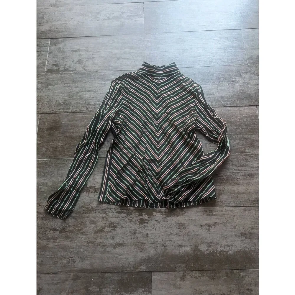 & OTHER STORIES Chevron Stripes Mock Neck Sheer Top